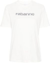 Rabanne - Sequined-Logo Cotton T-Shirt - Lyst