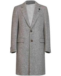Lardini - Herringbone-Pattern Single-Breasted Coat - Lyst