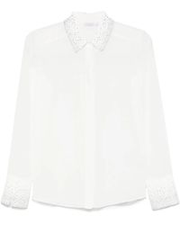 Patrizia Pepe - Georgette Blouse Verfraaid Met Kristallen - Lyst