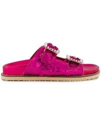 Inuovo - Sequin-Embellished Crystal-Buckle Flat Sandals - Lyst