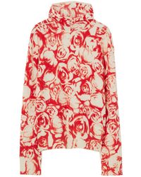 Burberry - Rose-pattern Wool Fleece Hoodie - Lyst