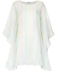 Isolda Kaftan mit Regenbogen - Weiß