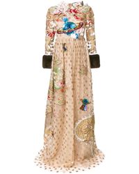 Gucci Embroidered Polka Dot Tulle Gown - Naturel