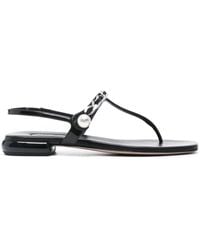 Miu Miu - Pearl-Detail Flat Sandals - Lyst