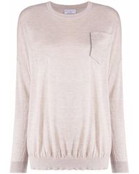 Brunello Cucinelli - Patch-Pocket Fine-Knit Jumper - Lyst