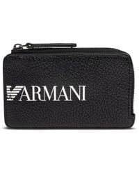 Emporio Armani - Logo-Plaque Zip-Around Cardholder - Lyst