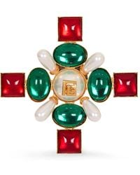 Balmain - Broche Baroque À Perles Et Cristaux - Lyst