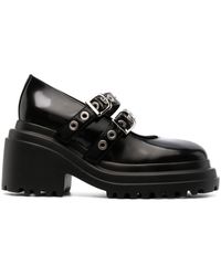 Maje Funky Eyelet Leather Platform Mary Janes in Black | Lyst