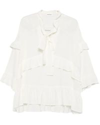 P.A.R.O.S.H. - Ruffled Silk Blouse - Lyst