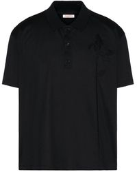 Valentino Garavani - Flower-appliqué Cotton Polo Shirt - Lyst