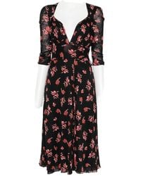 Diane von Furstenberg - Carmen Floral-Print Ruched-Sleeve Midi Dress - Lyst