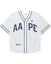 Aape By A Bathing Ape - Moonface Patch Striped Baseball Shirt - Lyst