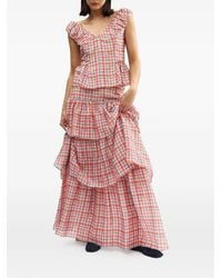 Aston Studio - Romane Tiered Plaid Maxi Skirt - Lyst