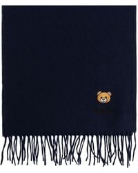 Moschino - Sjaal Met Geborduurde Teddybeer En Franje - Lyst