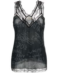 Zadig & Voltaire - Text-print Lace-detailing Top - Lyst