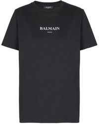 Balmain - T-Shirt En Coton À Logo Brodé - Lyst