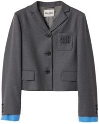 Miu Miu - Blazer Crop À Simple Boutonnage - Lyst