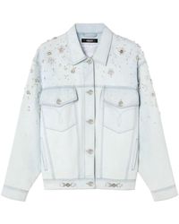 Versace - Pearl-embellished Denim Jacket - Lyst