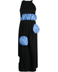 Enfold - Striped-panel Sleeveless Midi Dress - Lyst