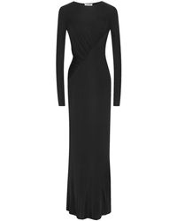 Saint Laurent - Long-sleeve Ruched Gown Dress - Lyst