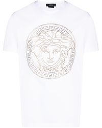 Versace - T-Shirt Taylor Fit Medusa Strass - Lyst