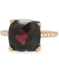 Lisa Nik - 18K Rose Diamond And Garnet Cushion Ring - Lyst