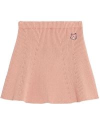 Maison Kitsuné - Ribbed-Knit Flared Mini Skirt - Lyst