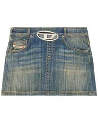 DIESEL - Falda Corta Con Placa Del Logo - Lyst