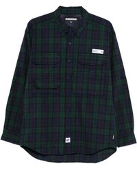 Neighborhood Men S Savage Tartan Check Longsleeve Shirt Gray