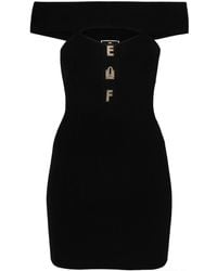 Elisabetta Franchi - Geripptes Minikleid mit Logo-Schild - Lyst