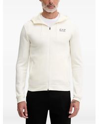 EA7 - Logo-Print Zip-Up Hoodie - Lyst