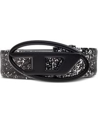 DIESEL - Oval Logo Speckled Leather Belt - Lyst
