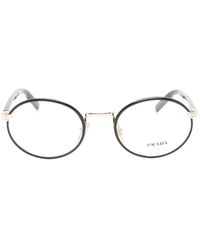 Prada - Brille Mit Rundem Gestell - Lyst