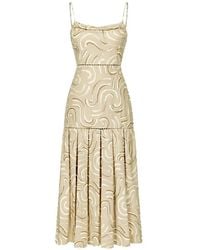 Alexis - Abstract-Print Ladder-Stitch Dress - Lyst