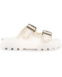 Mou - Eva Crochet-Trim Buckle Slides - Lyst