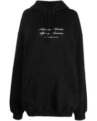 Vetements - Logo-embroidered Drawstring Hoodie - Lyst