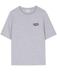 Maison Kitsuné - Logo-Embroidered Cotton T-Shirt - Lyst