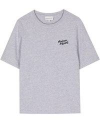 Maison Kitsuné - Logo-Embroidered Cotton T-Shirt - Lyst
