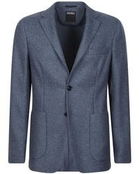 ZEGNA - Blazer De Punto Con Motivo De Espiga - Lyst