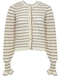 Twinset - Striped Ruffled Cardigan - Lyst