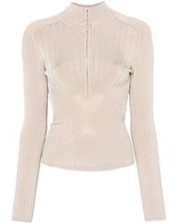 Mugler - Gerippter Pullover mit Reißverschluss - Lyst
