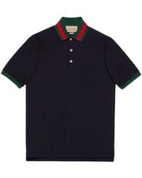 Gucci - Striped-Collar Regular-Fit Stretch-Cotton Piqué Polo Shirt - Lyst