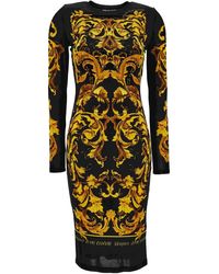 Versace Jeans Couture - Baroque-Print Long-Sleeve Dress - Lyst