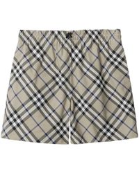 Burberry - Equestrian Knight Checked Cotton Shorts - Lyst