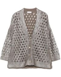 Peserico - Button Crochet Cardigan - Lyst