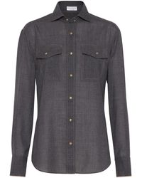 Brunello Cucinelli - Virgin Wool Shirt With Pockets - Lyst