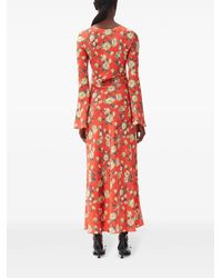 Ganni Tilden Crossover Floral-print Mesh Maxi Dress Ivory in White | Lyst UK