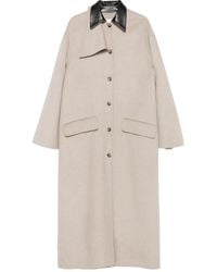 Nanushka - Contrast-Collar Button Coat - Lyst