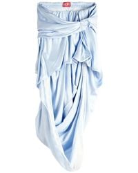 DIESEL - Draped Satin Midi Skirt With Lace-Trim - Lyst