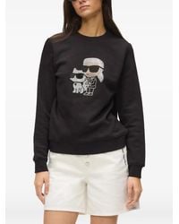 KARL LAGERFELD - Ikon Rhinestone Karl & Choupette Sweatshirt - Lyst
